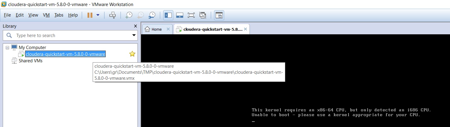 Solved Cloudera Quickstart Vm 5 8 0 0 Vmware Unable To Cloudera Community