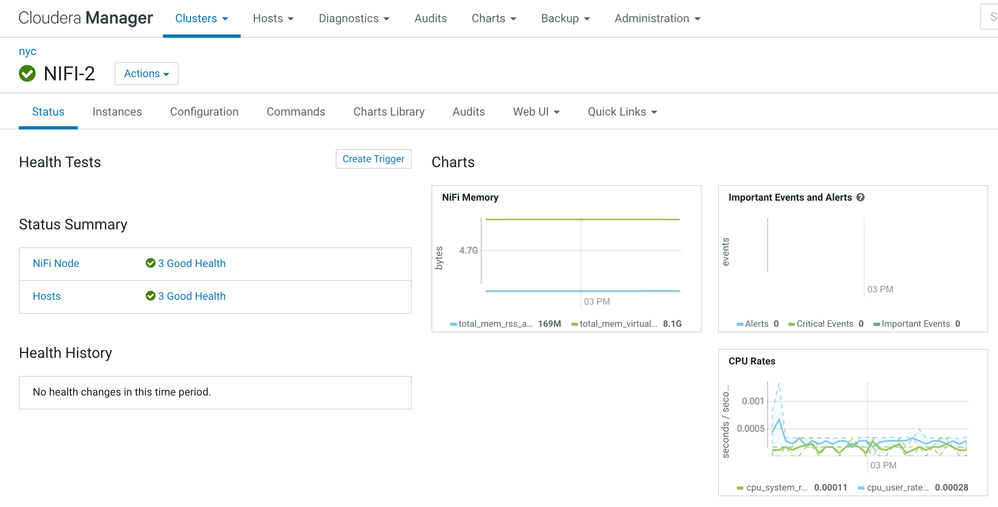 Screenshot with new NiFi metrics charts added