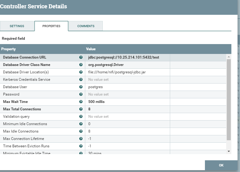 Configuration for the controller service Avroreader