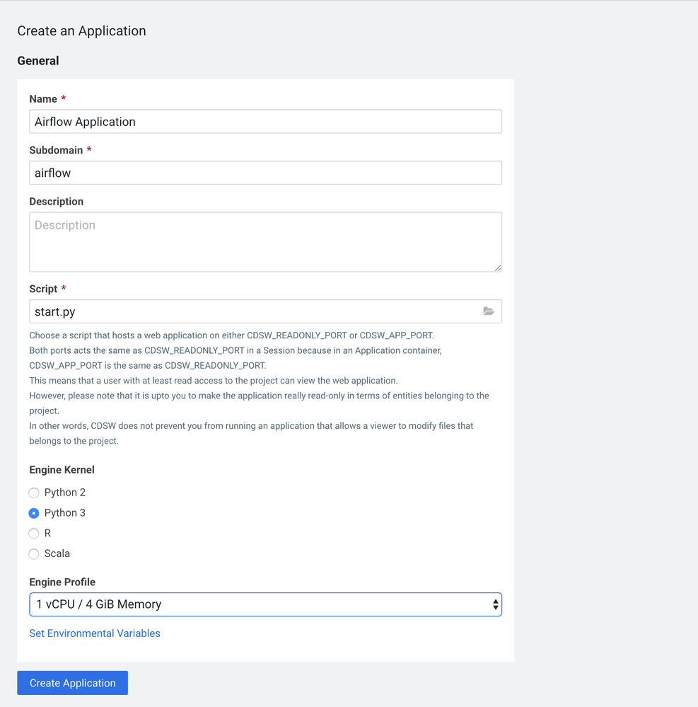 Create Application