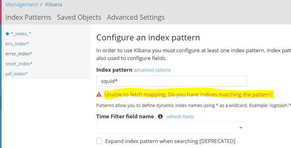 Not able to add squid_index*