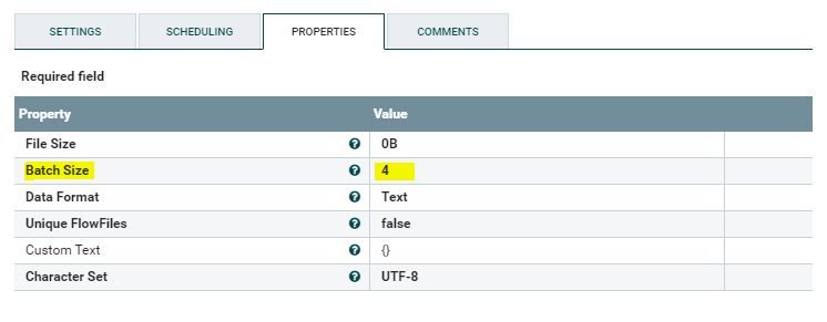 set batch of generateFlowFile to 4