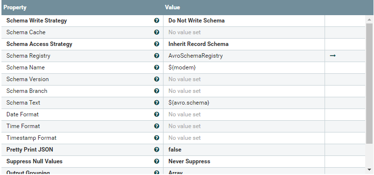 JSON Record Set Writer