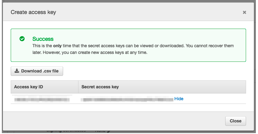 Click the Show to be able to copy the key value