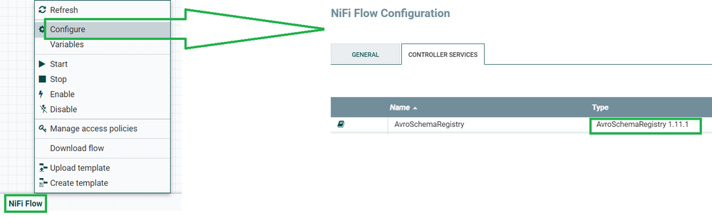 Configure -> ControllerServices