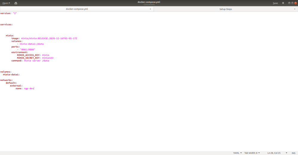 docker compose file to start minIO server
