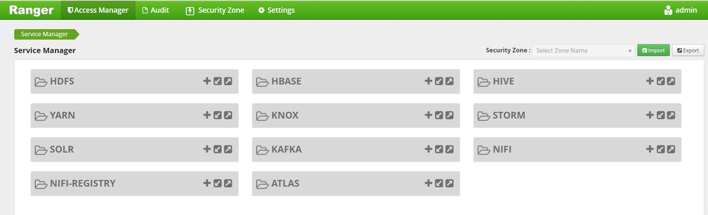 ranger UI not showing default policies