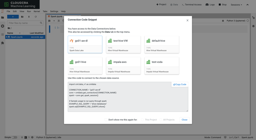 CML Data Connection Snippets