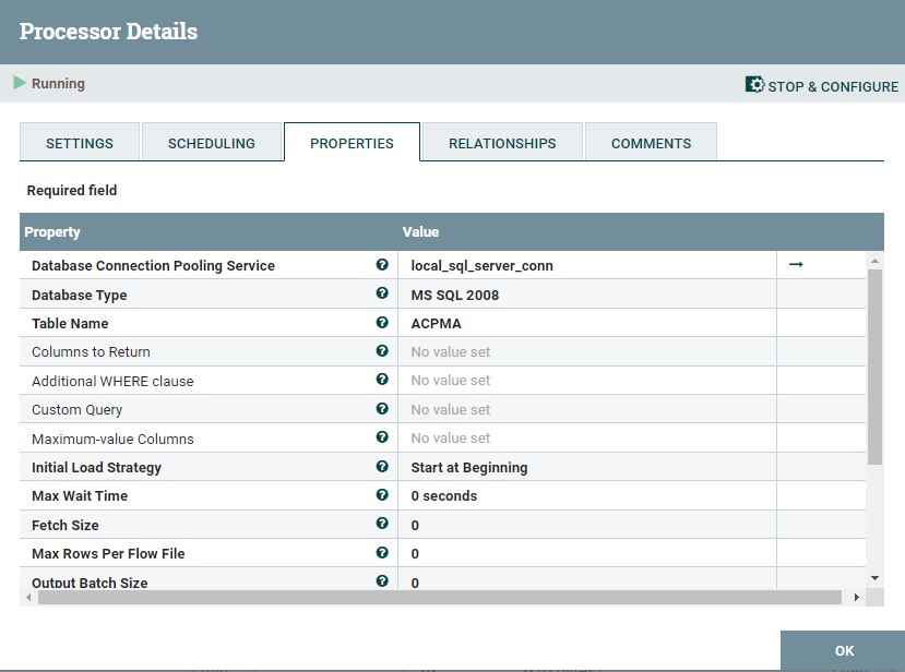 nifi dataflow querydatabasetable.png