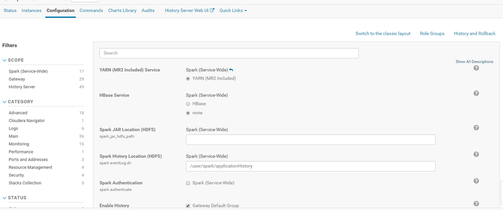 no dropdown for "Diff With.." option Cloudera 5.13.3