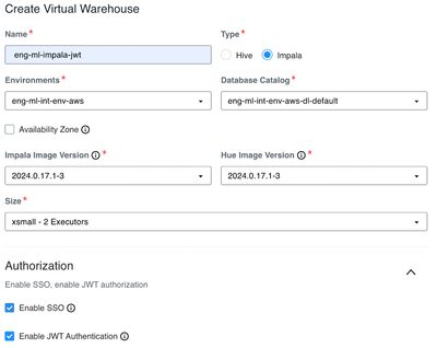 Create Impala Virtual Warehouse