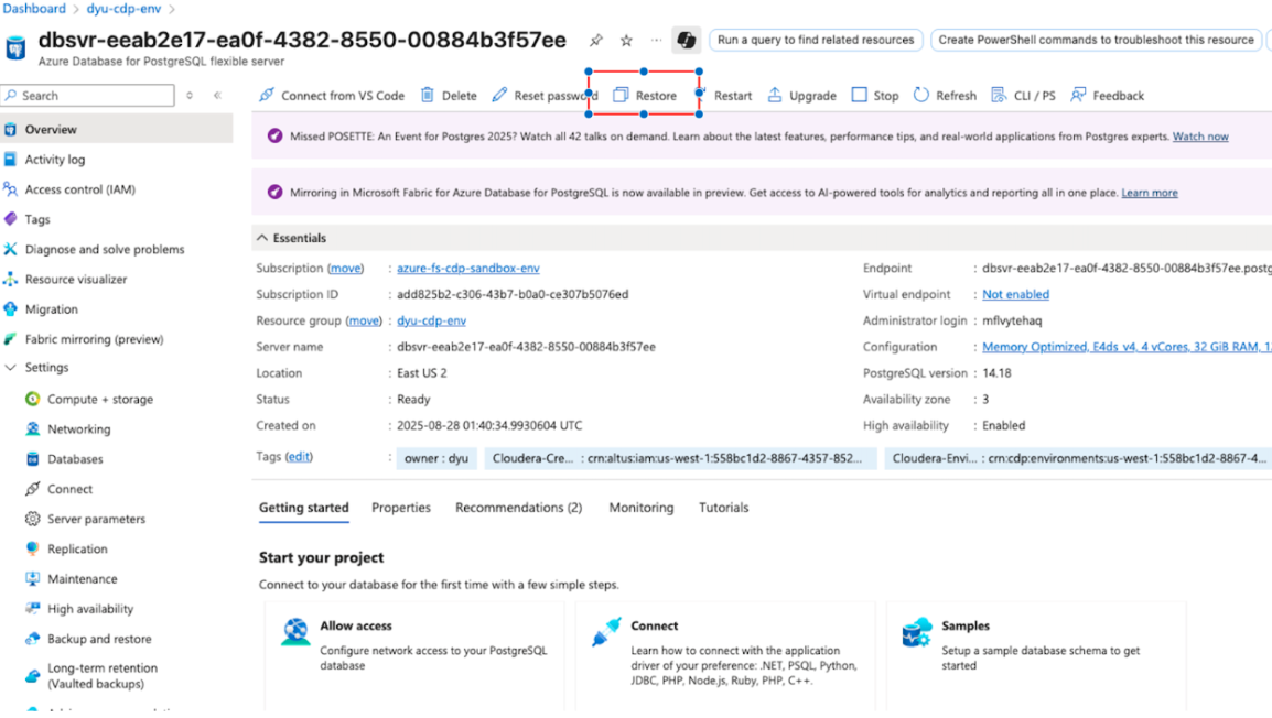 How to migrate Azure Postgres DB when backend Azur... - Cloudera ...