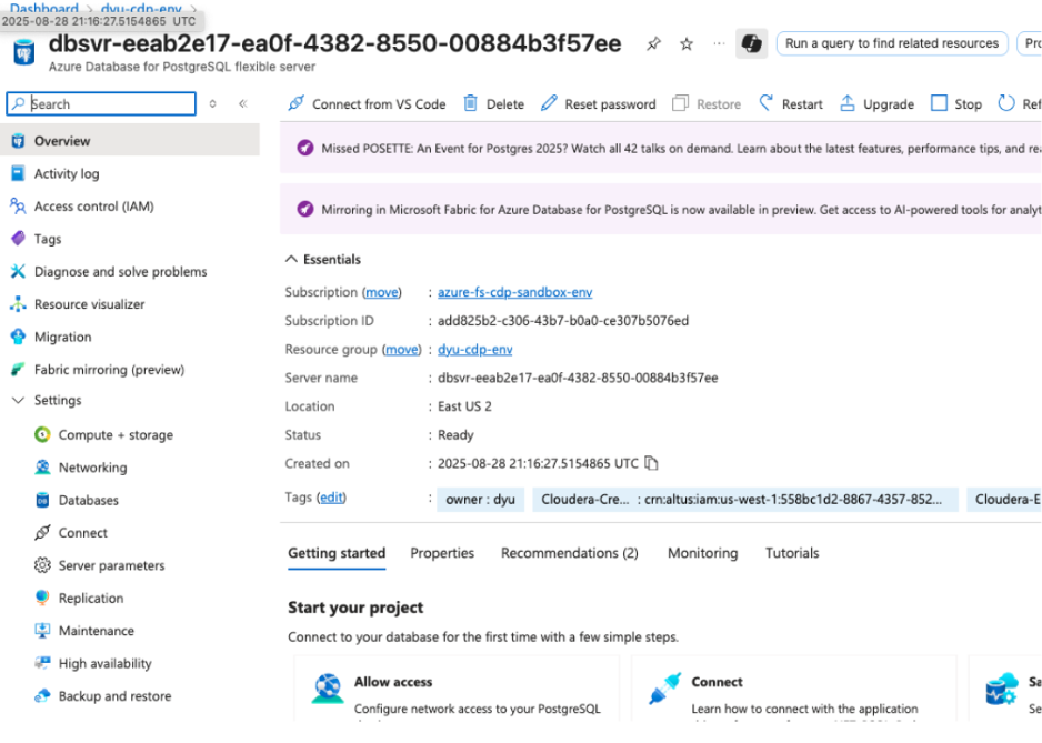 How to migrate Azure Postgres DB when backend Azur... - Cloudera ...