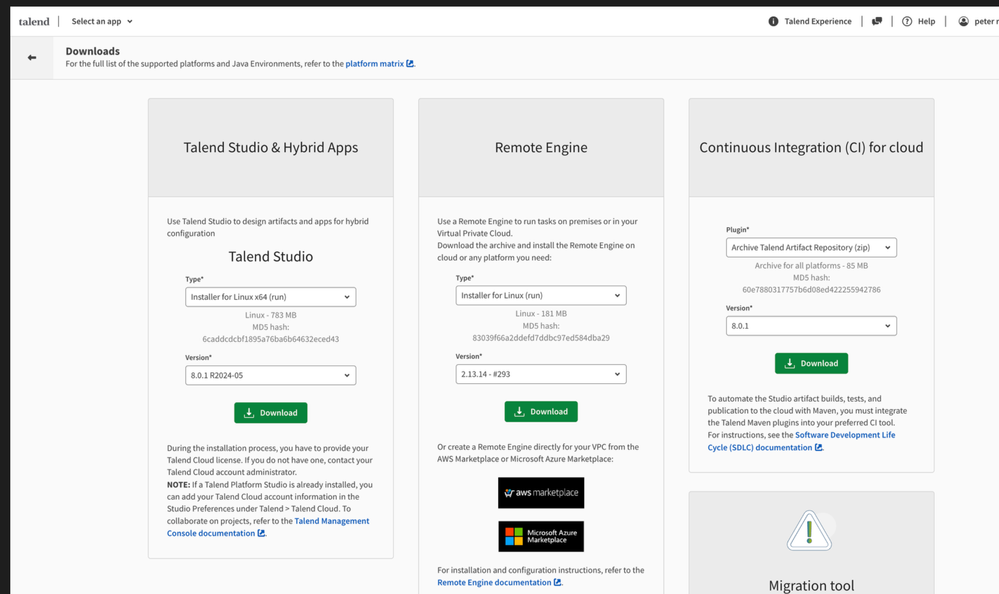 Download resources for Talend Cloud Integration setup
