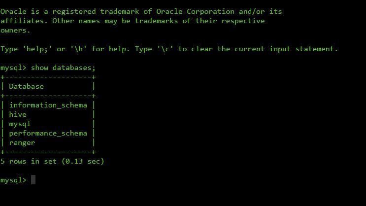 Mysql cli show tables